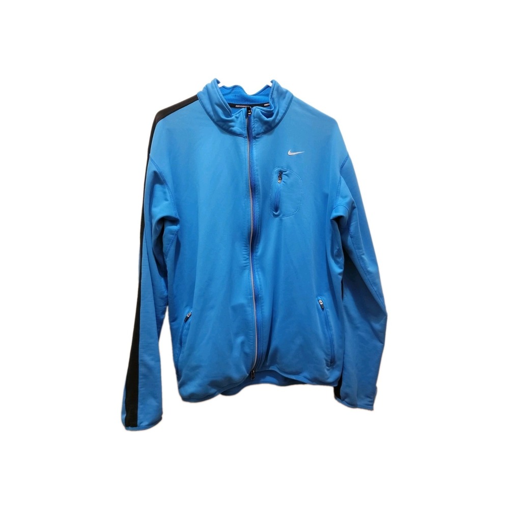 Nike Running Dri-FIT Jacket Men's L Blue black Full Zip Thumbholes EUC